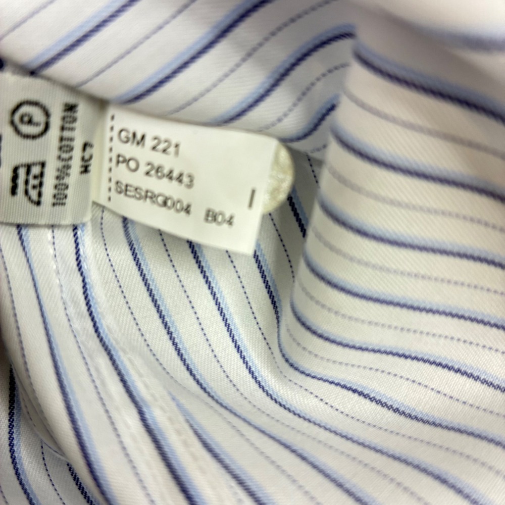 Hawes‎ & Curtis Dress Shirt Mens 15/33 Blue White Stripe Extra Slim Fit Non-Iron - Picture 8 of 9